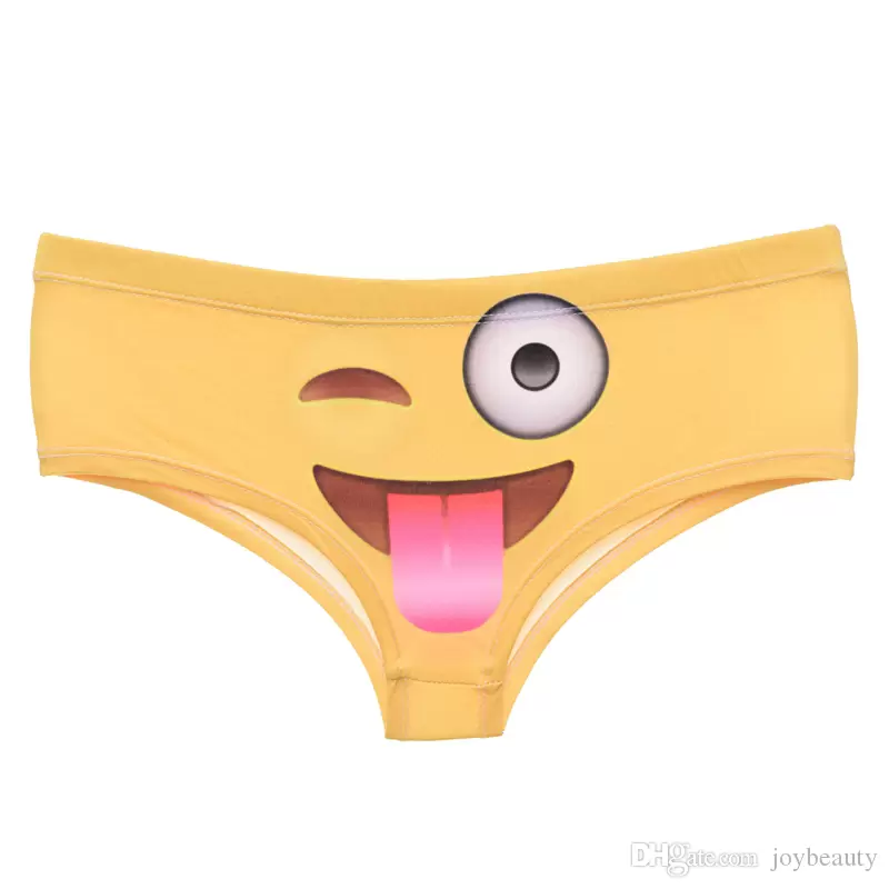 Women panties emoji tongue yellow d full print girl free size stretchy briefs lady digital graphic underwear gl from joybeauty