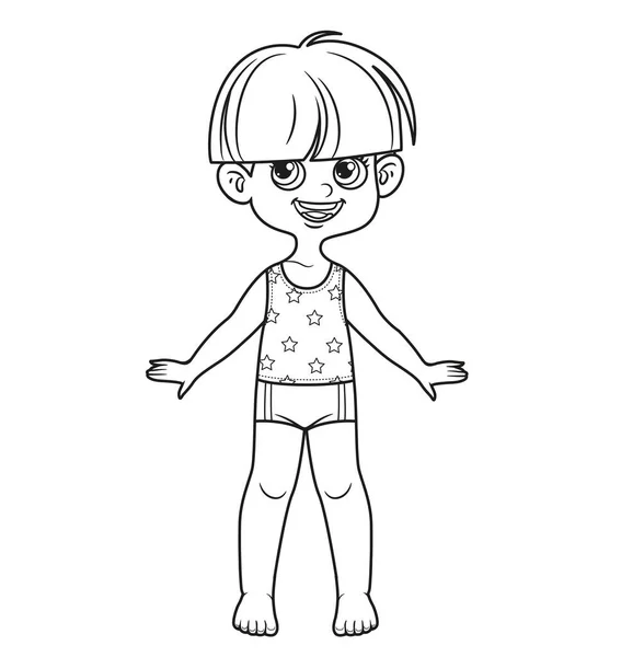 Cute cartoon boy dressed underwear outline coloring white background stock vector by yadviga