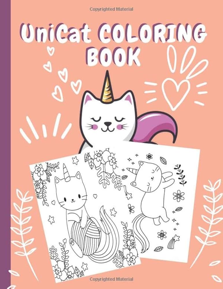 Unicat loring book cute unirn cat loring book for toddlers over big simple and fun