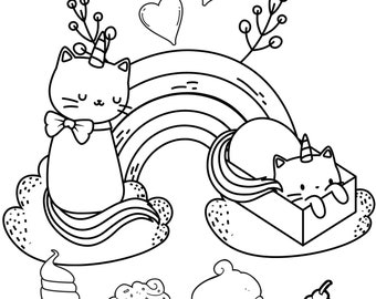 Printable unicat coloring pages for children the cutest unicats unicat coloring book for kids instant download