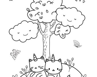 Printable unicat coloring pages for children the cutest unicats unicat coloring book for kids instant download