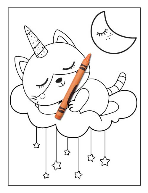 Cute caticorn coloring book for kids ages