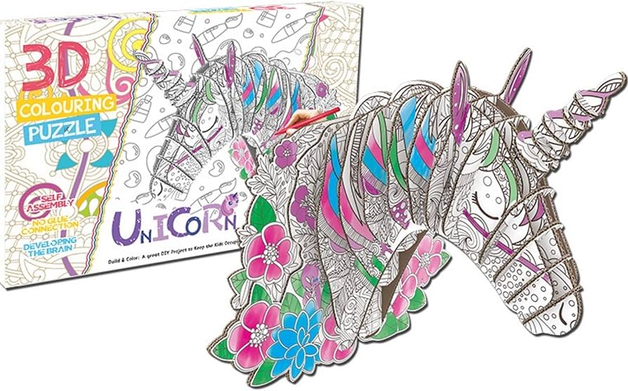 Alicorn d coloring cardboard unicorn puzzles set wall hang