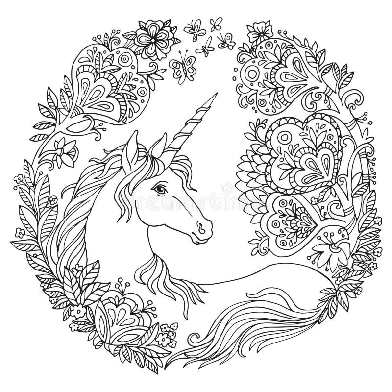 Adult unicorn coloring pages stock illustrations â adult unicorn coloring pages stock illustrations vectors clipart