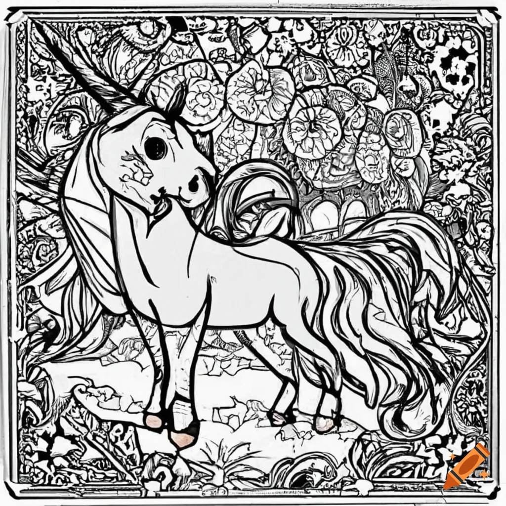 Black and white unicorn coloring pages for kids on