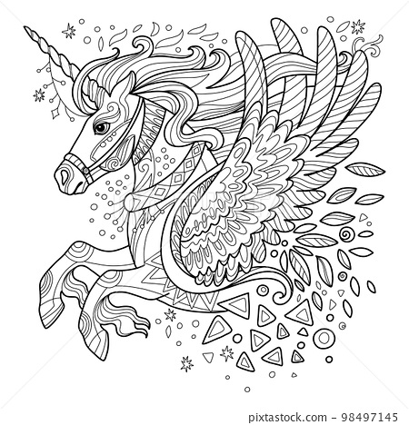 Unicorn in profile adult antistress coloring