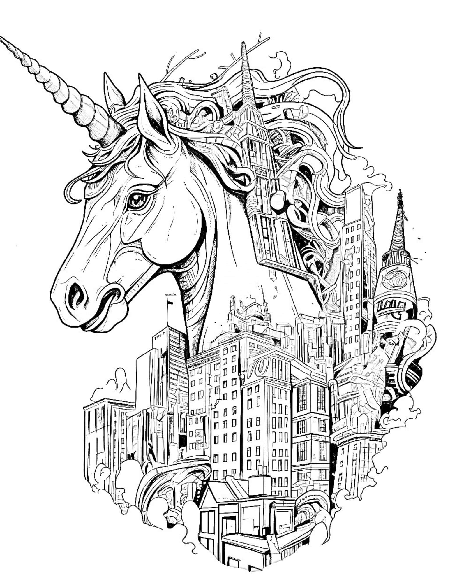 Magical unicorn coloring pages for kids and adults