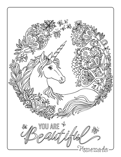 Magical unicorn coloring pages for kids adults