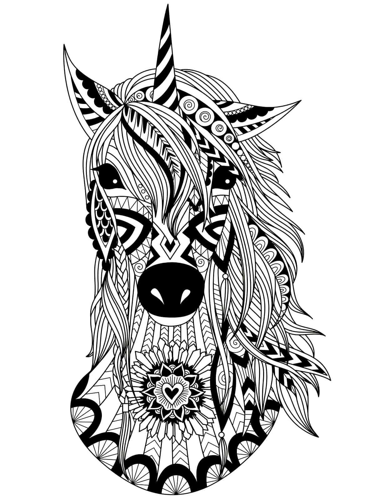 Unicorn coloring pages for adults