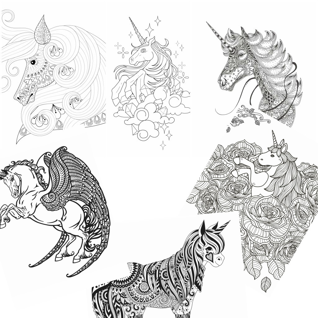 Unicorn coloring pages for adults