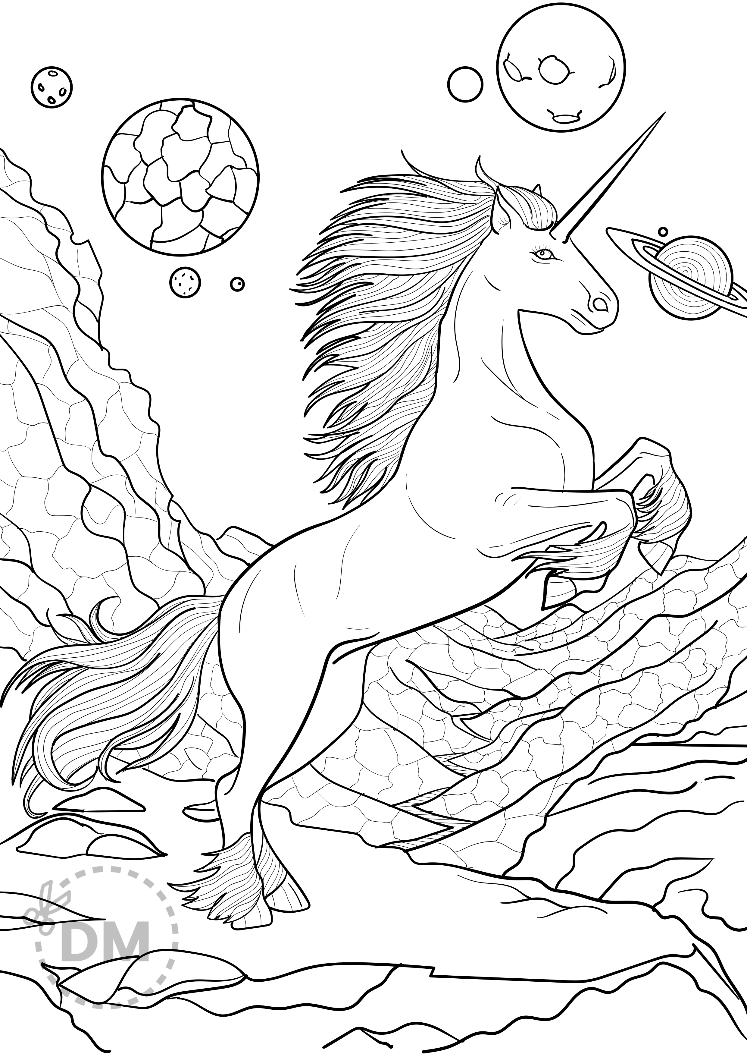 Unicorn coloring page for adults printable page for download