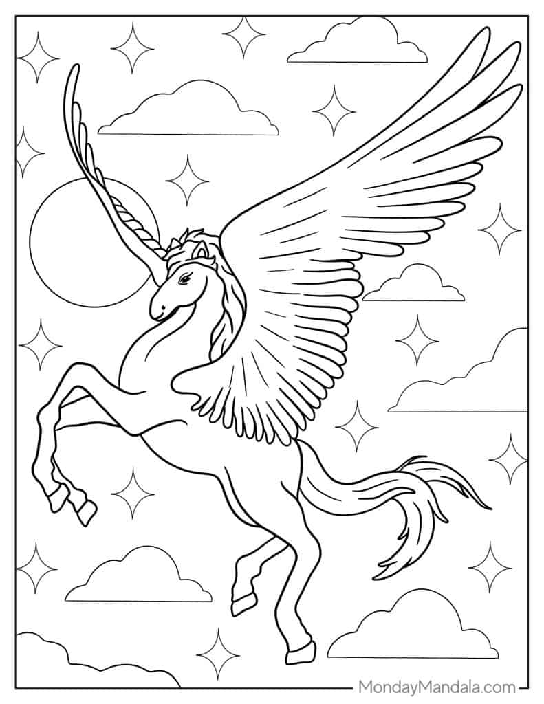 Unicorn coloring pages free pdf printables