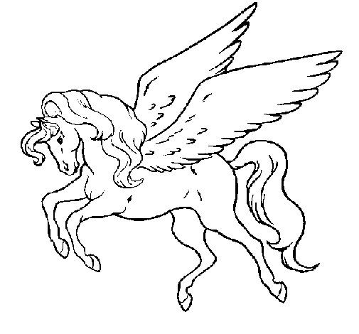 Colored page pegasus flying painted by unicorn