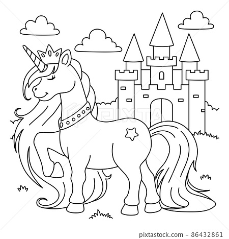 Unicorn princess coloring page for kids