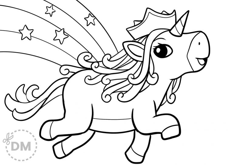 Beautiful princess unicorn coloring page