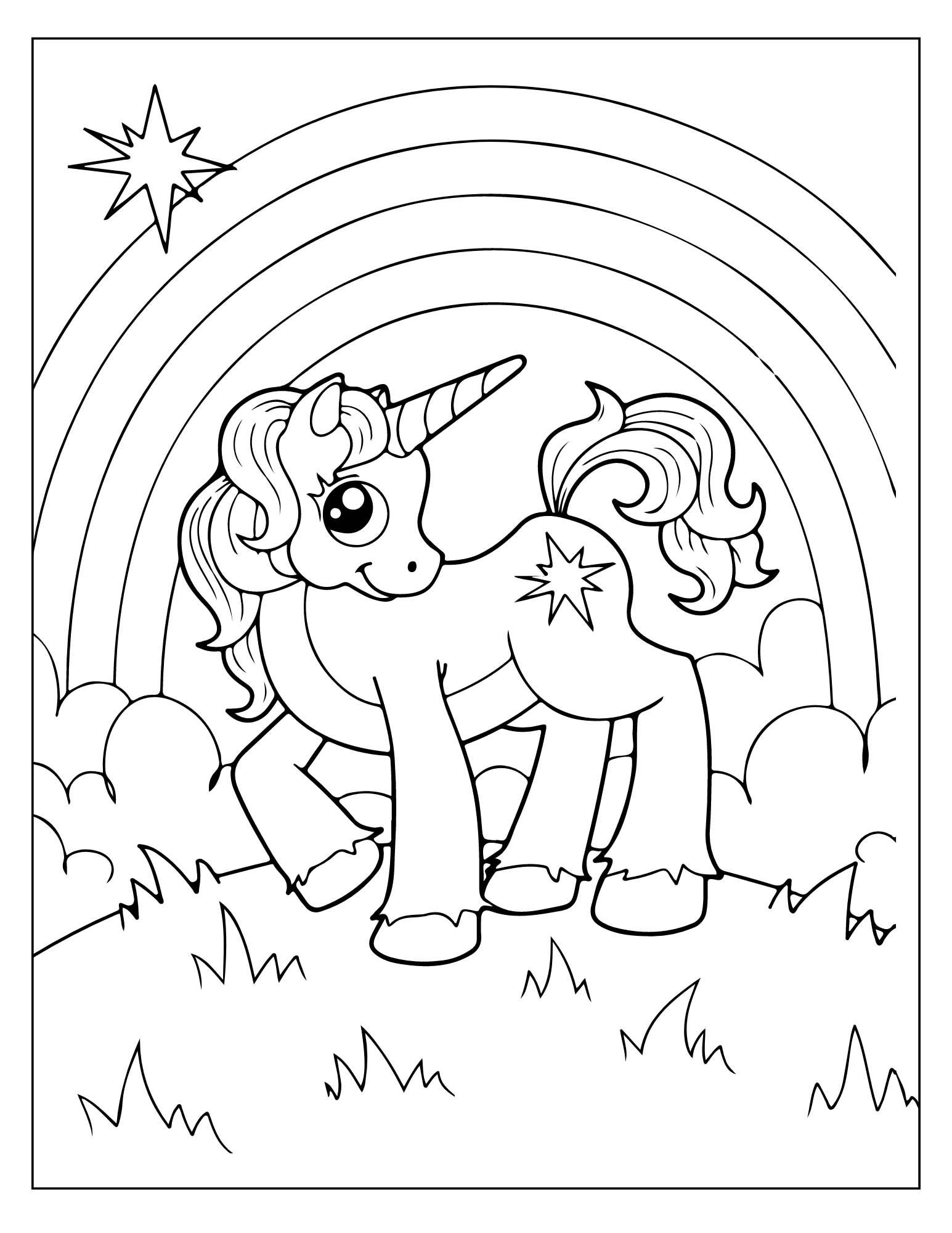 Page rainbow unicorn printables coloring book kids coloring pages kids coloring book digital download not a physical product