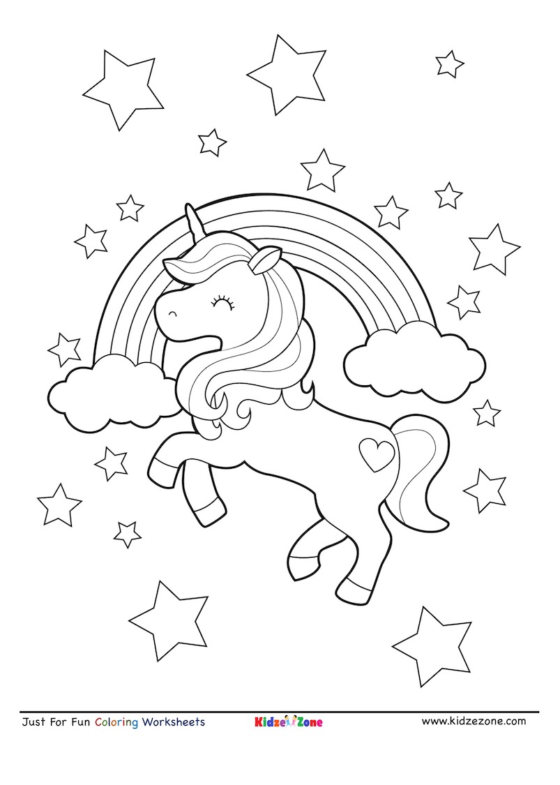 Unicorn rainbow coloring page