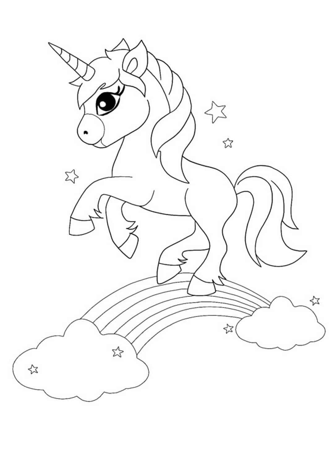 Unicorn rainbow coloring pages