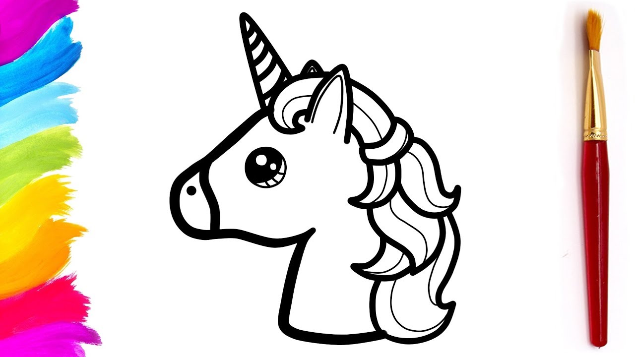 How to draw a cute unicorn rainbow pony coloring pages for kids eggstory