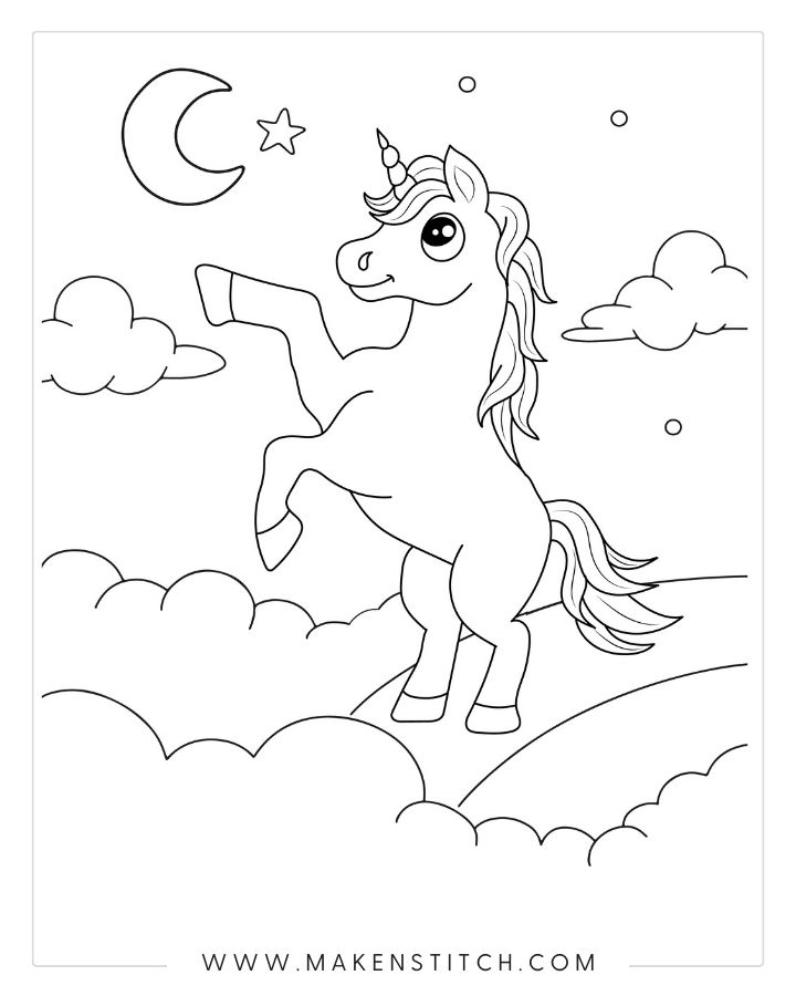 Free unicorn coloring pages for kids and adults