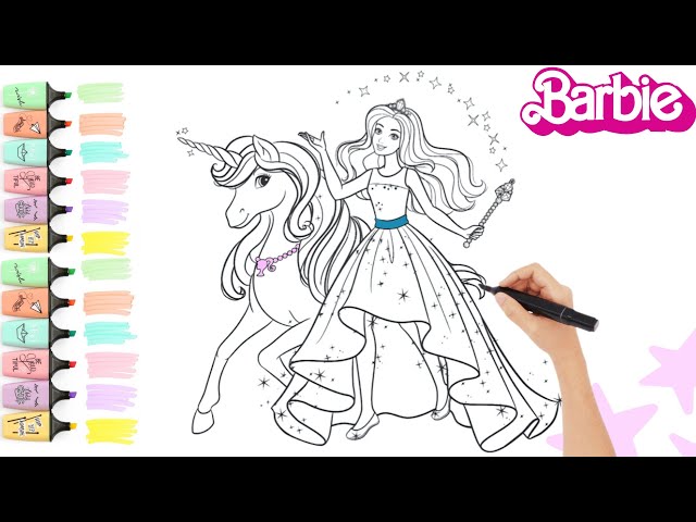 Barbie and unicorn dreamtopia coloring page barbie coloring video for kids coloringpages barbie