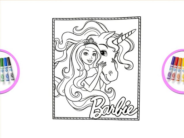 Barbie coloring pages barbie and a unicorn mattel barbie dream house barbieland margot robbie