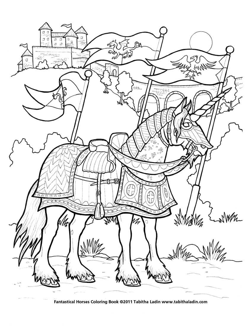 Battle unicorn coloring page by equustenebriss on