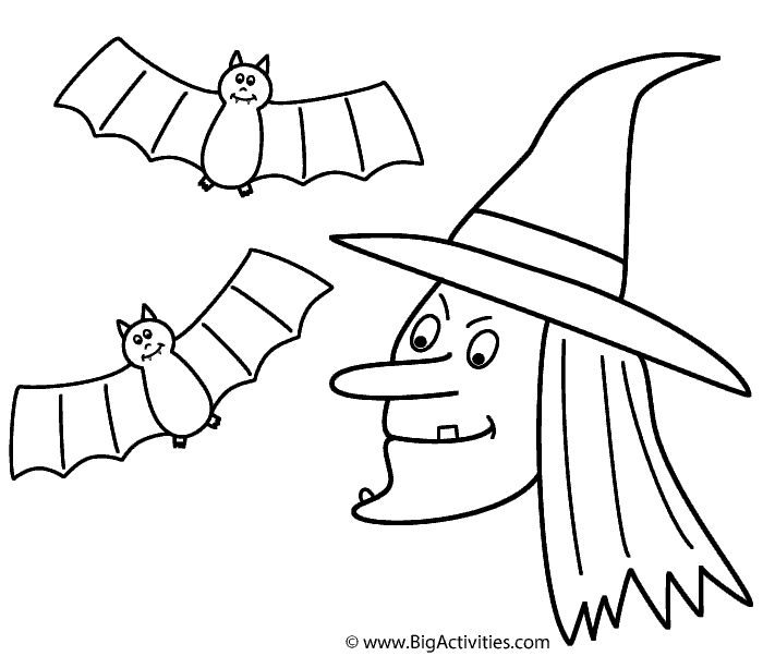 Witch with bats