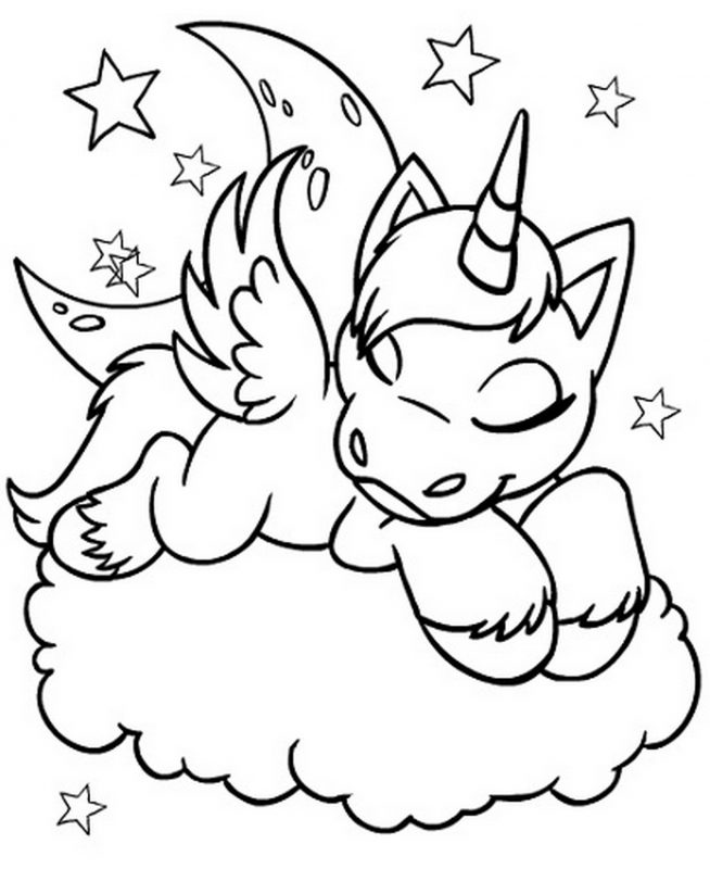 Cute baby unicorn coloring pages