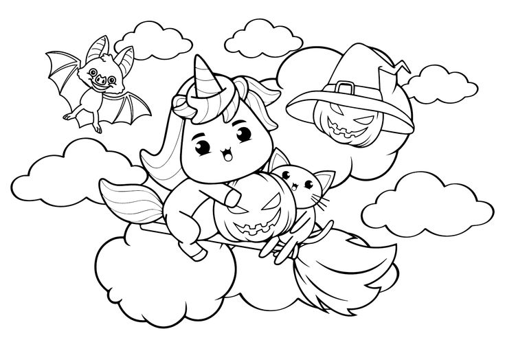 Halloween unicorn coloring pages