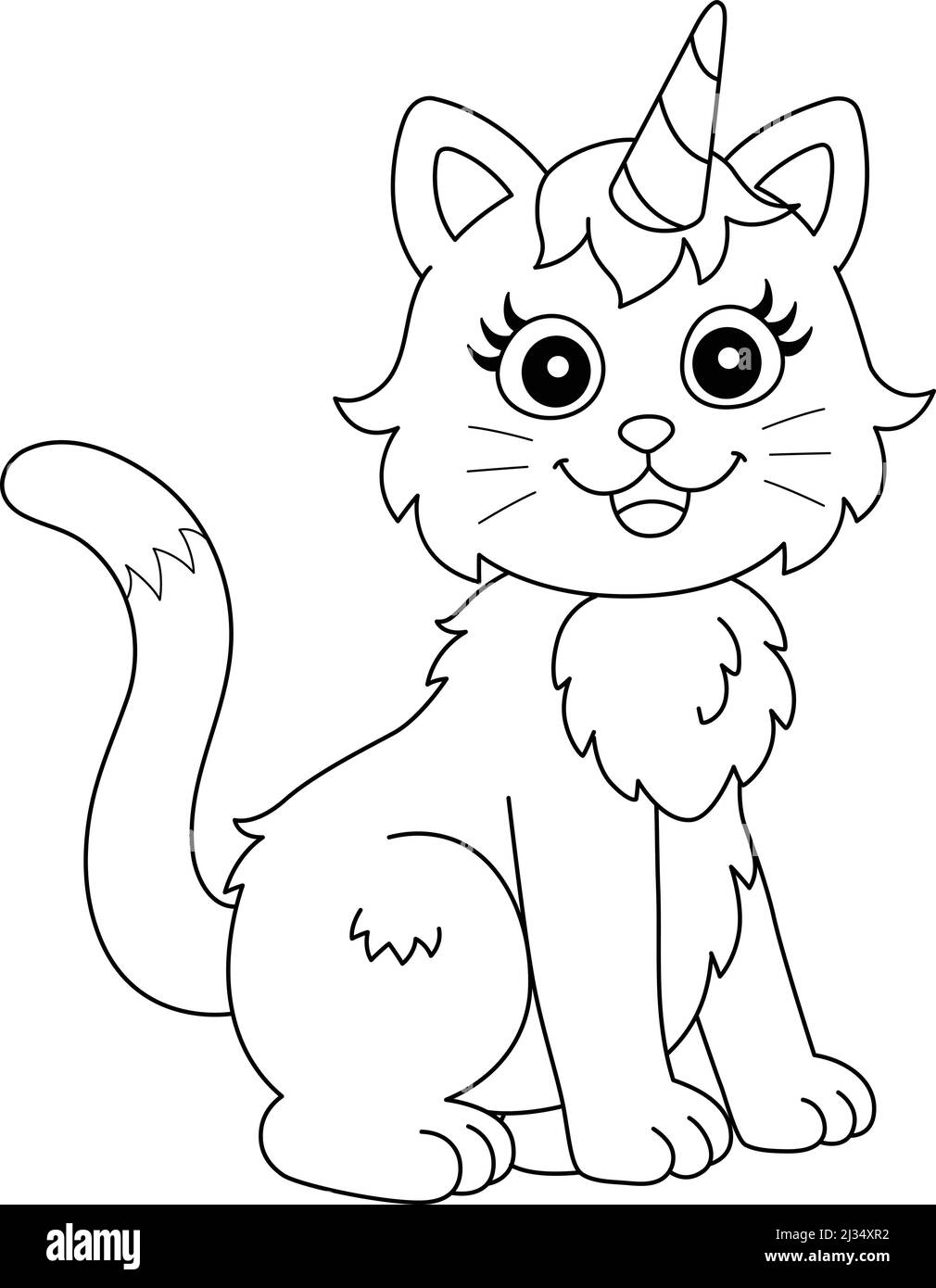 Cat unicorn coloring page isolated for kids stock vector image art