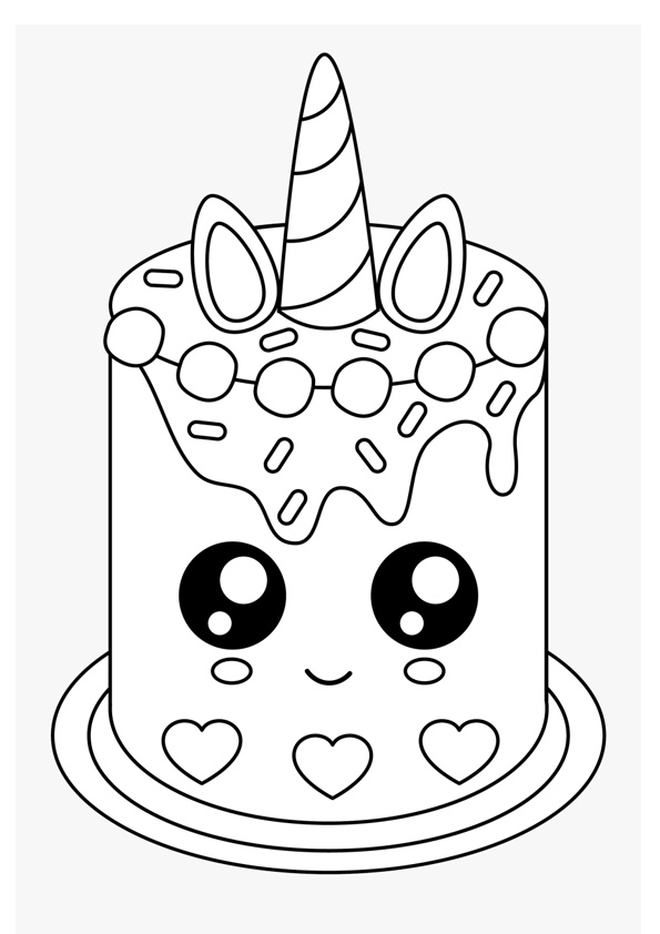 Coloring pages printable unicorn cake coloring pages