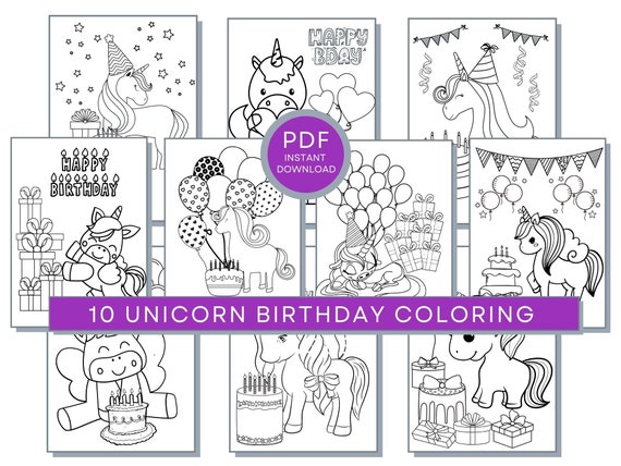 Unicorn birthday coloring pages unicorn birthday printables unicorn birthday coloring sheets girls birthday coloring pages bday