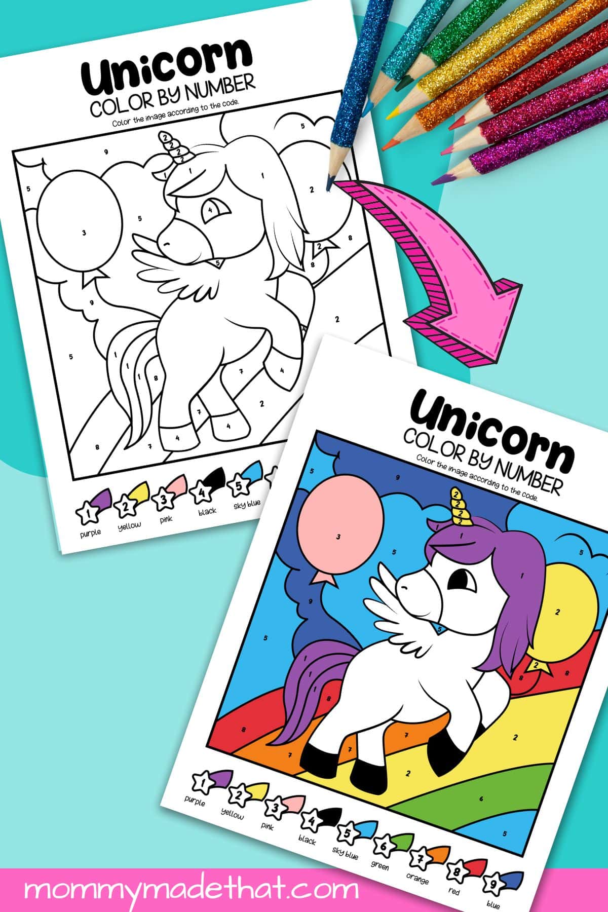 Unicorn color by numbers lots of cute free printables