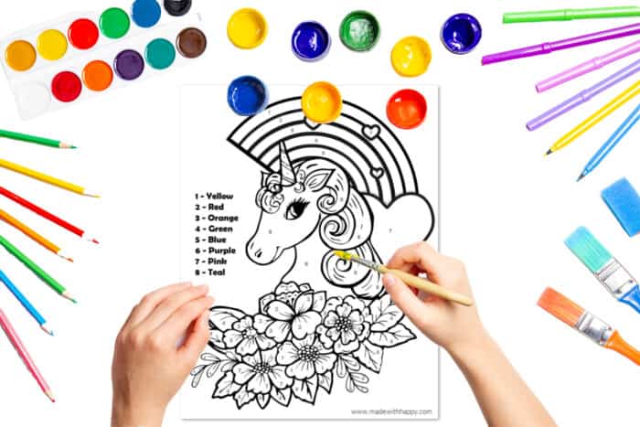 Unicorn color by number