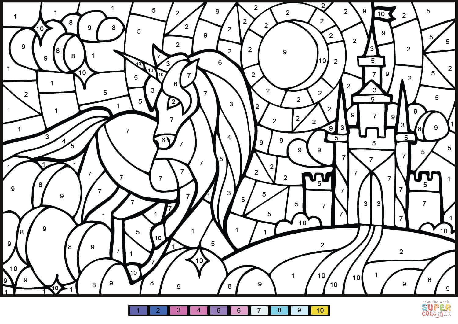 Unicorn color by number free printable coloring pages unicorn coloring pages color by number printable unicorn colors