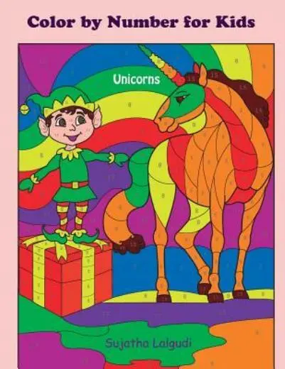 Color by number for kids unicorns christmas color by number coloring book