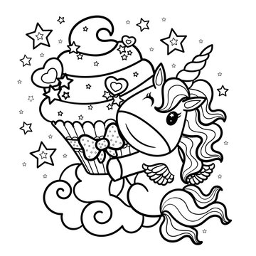 Unicorn cake coloring images â browse photos vectors and video