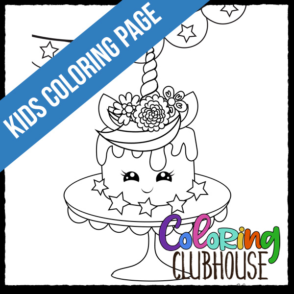 Unicorn cake coloring page coloring clubhouse