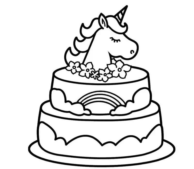 Unicorn cake coloring pages printable for free download