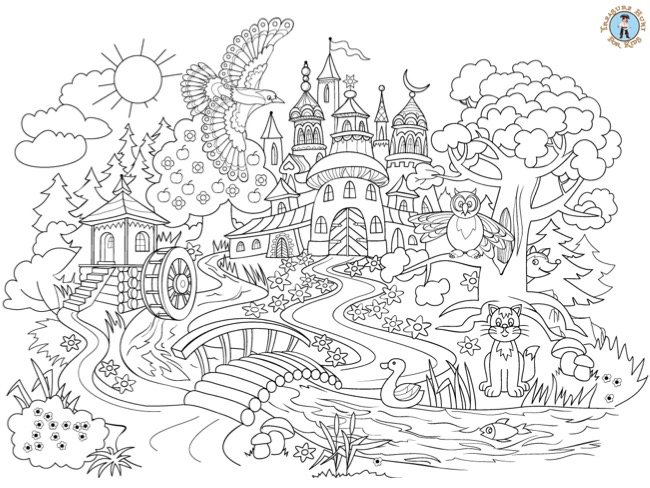 Fairy tale castle coloring page