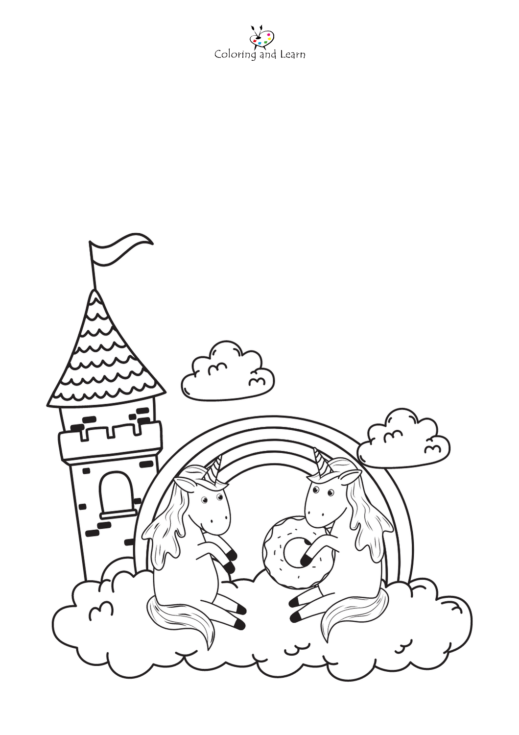 Cute unicorns coloring pages