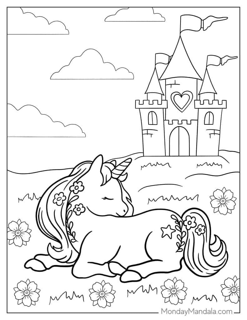 Unicorn coloring pages free pdf printables