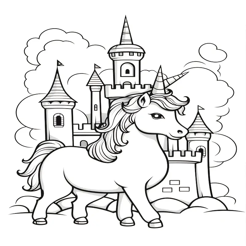 Unicorn theme coloring book students coloring book