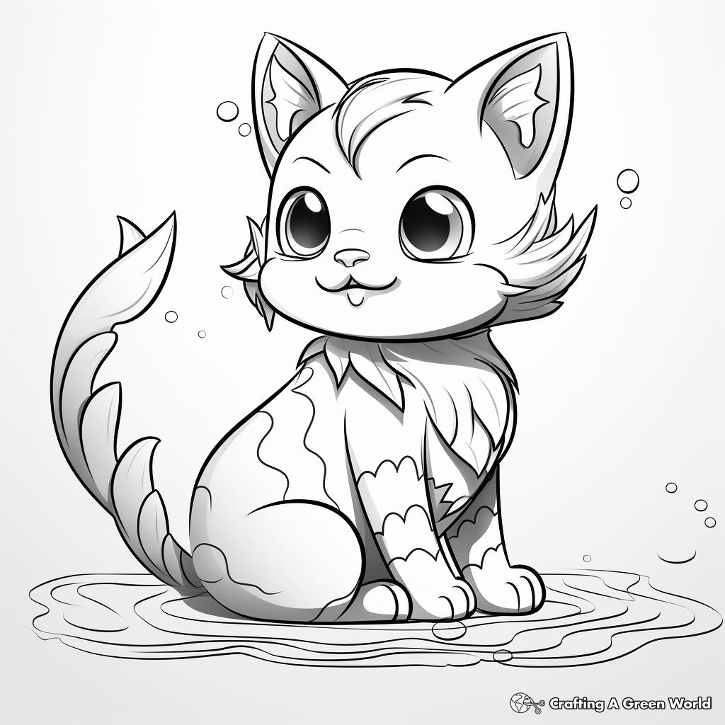 Mermaid cat coloring pages
