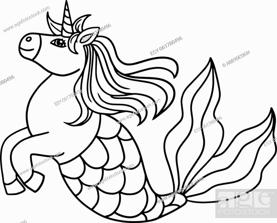 A cute and funny coloring page of a mermaid unicorn provides hours of coloring fun for children stock vector vector and low budget royalty free image pic esy