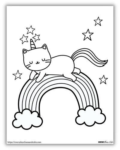 Unicorn cat coloring pages free printable pdf download