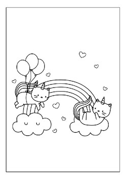 Discover a rainbow world with our printable unicorn cat coloring pages for kids