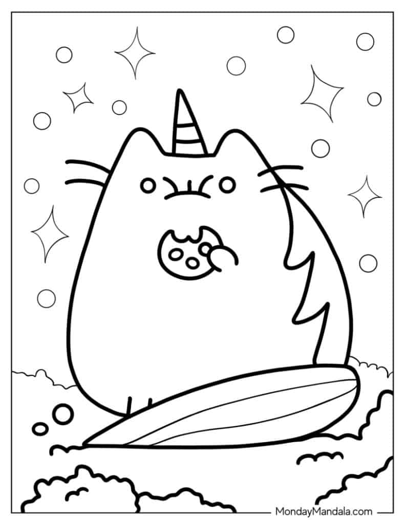 Unicorn cat coloring pages free pdf printables