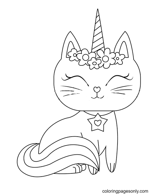 Unicorn cat coloring pages printable for free download